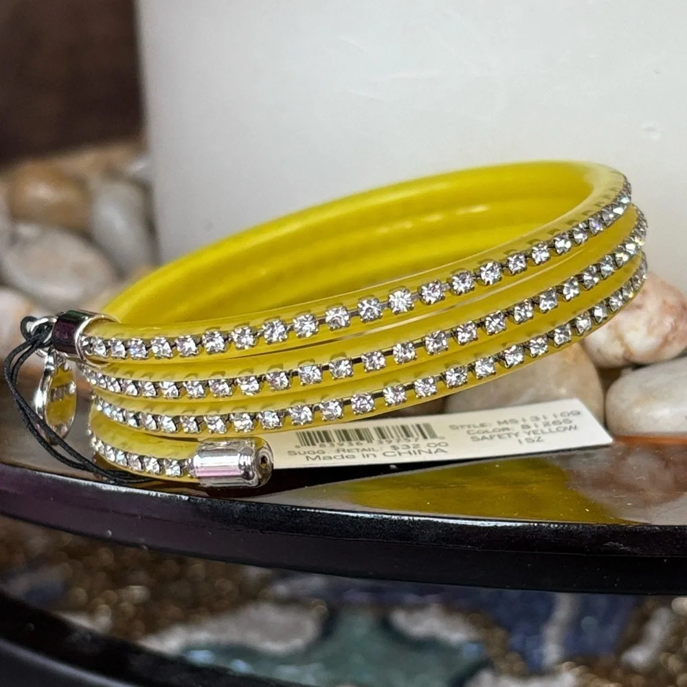 Brand New Marc by Marc Jacobs Slinky Safety Yellow Zirconia Bling Wrap Bracelet